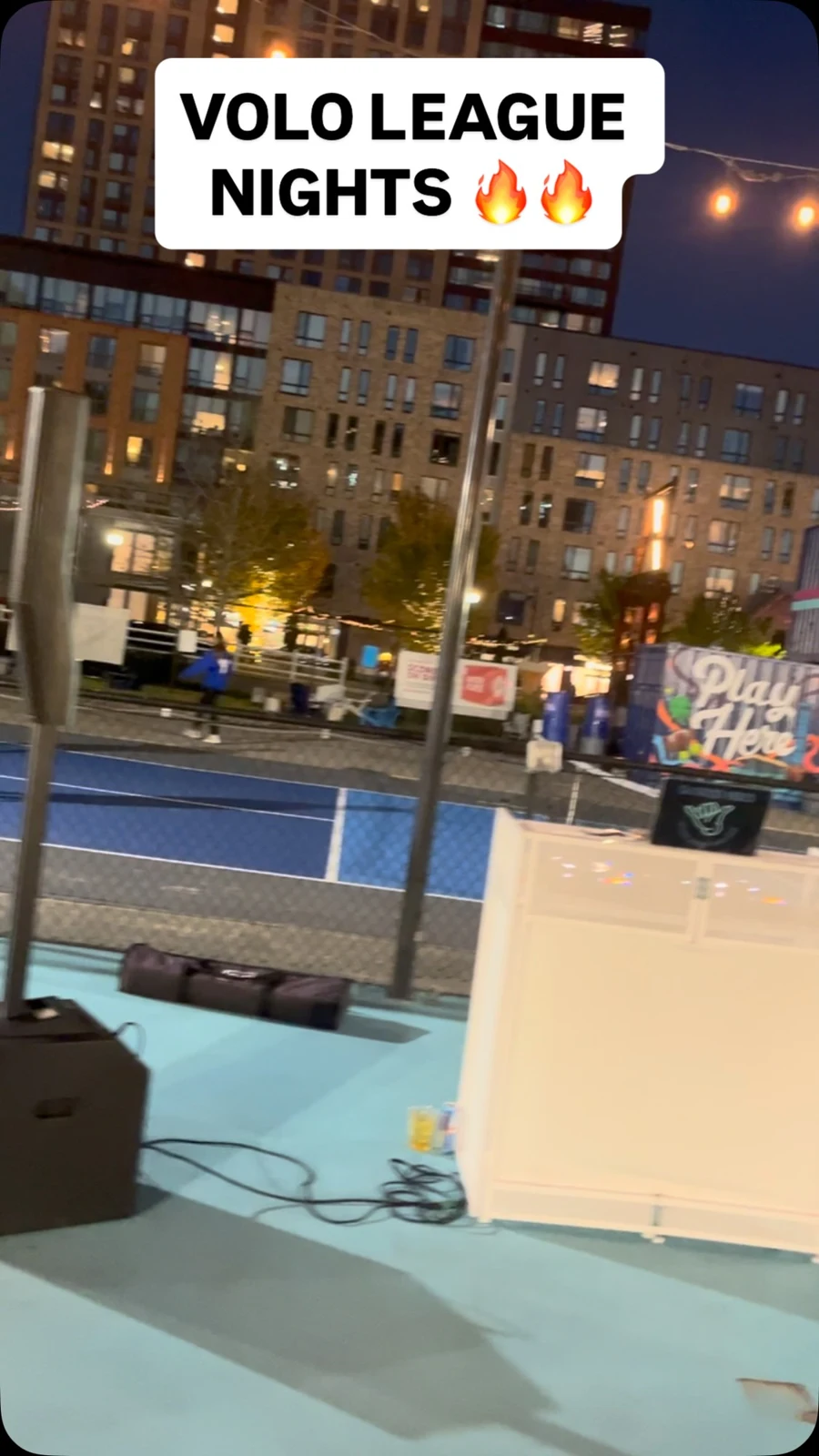 DJ setup at VOLO league night at Assembly Row